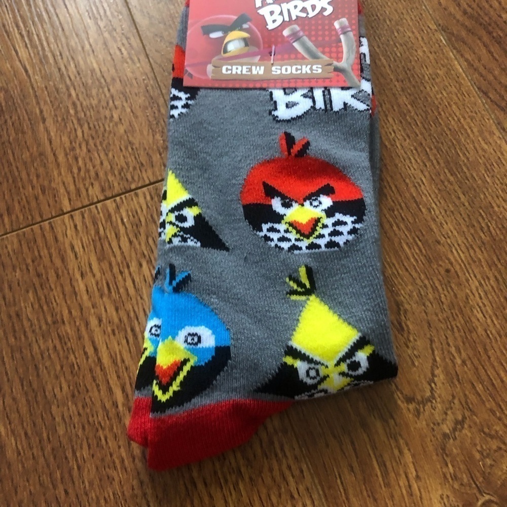 Angry Birds grey face print crew socks